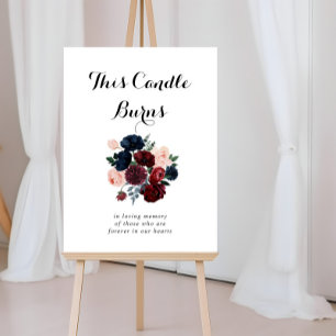 Burgundy Rosa Navy Blommigt this Candle Burns Sign Poster