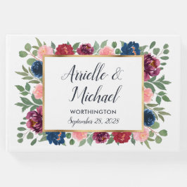 Burgundy  Rosa Navy Blue Marsala Guld Bröllop Gästböcker