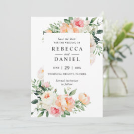 Burgundy & rosa nyans blomsterbröllop Spara datum Inbjudningar