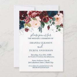 Burgundy, Rosa och Midnight Blue Möhippa Luncheon Inbjudningar