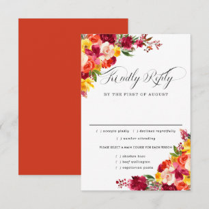Burgundy Rosa Oran Bröllop OSA Card, måltider Kort