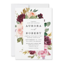 Burgundy Rosa Peach Guld Blommigt Boho Bröllop