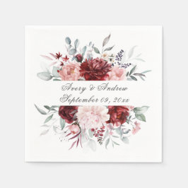 Burgundy Rosa Personlig Script Bröllop Napkins Pappersservett