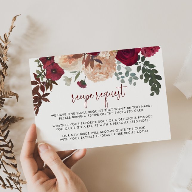 Burgundy Rosa Rodnad Blommig Bröllopsrecept Förfrå Tilläggskort (Skapare uppladdad)