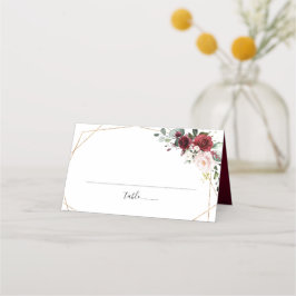 Burgundy  Rosa ros Boho Geometric Bröllop Placeringskort