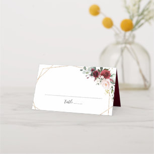 Burgundy  Rosa ros Boho Geometric Bröllop Placeringskort