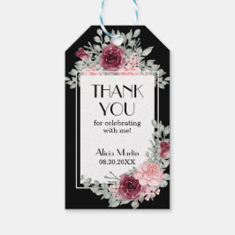 Burgundy Rosa ros Flora Black Tack Presentetikett