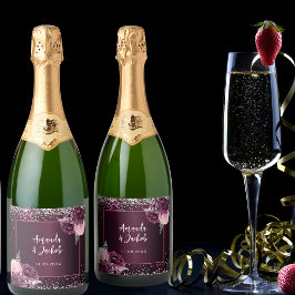 Burgundy rosa silver blommigt bröllop