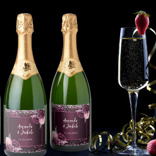 Burgundy rosa silver blommigt bröllop