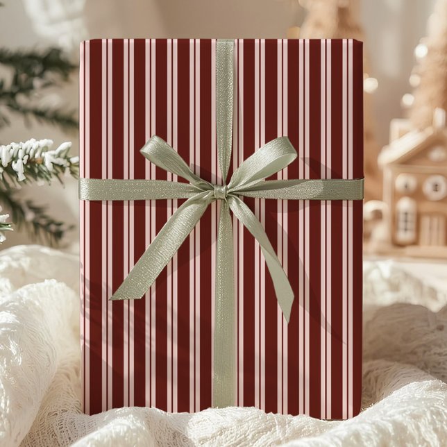 Burgundy Rosa Stripe Presentpapper (Skapare uppladdad)