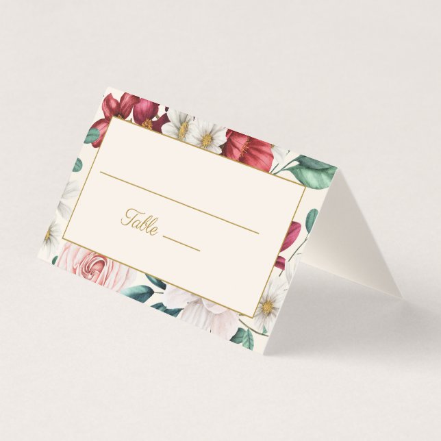 Burgundy Rosa White Blommigt Birthday Kort (Framsida)