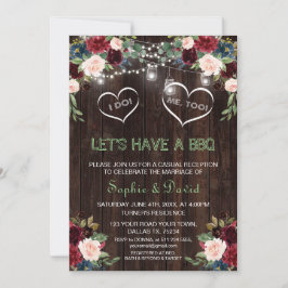 Burgundy Rosaton Blommig Belysning Trä Jag Grillar Inbjudningar