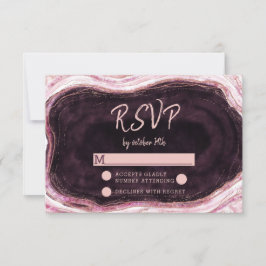Burgundy & Rose Gold Geode Bröllop RSVP Svar