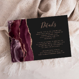 Burgundy Rose Guld Agat Mörka Bröllopsdetaljer Tilläggskort