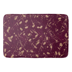 Burgundy & Rose Guld Spatter Modern Abstrakt Konst Badrumsmatta