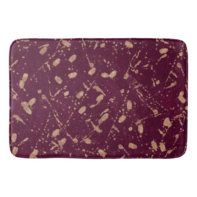 Burgundy & Rose Guld Splatter Modern Abstrakt Kons Badrumsmatta (Framsidan)