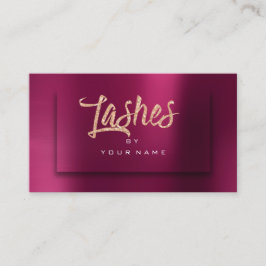 Burgundy RoseGold Metallic Typograph Makeup Lash Visitkort