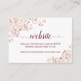 Burgundy & Roséguld Blommig Spets Bröllopswebbplat Tilläggskort