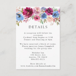 Burgundy Rosenskift Støvblå Elegant Blomster Tilläggskort