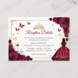 Burgundy Roses Gold Quinceanera Reception Details Tilläggskort
