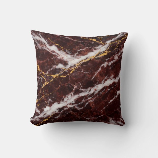 Burgundy Royale Marble with White & Gold Veining Kudde (Framsida)