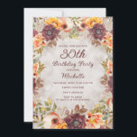 Burgundy Rust Orange Blommigt Kvinnor i 30års föde Inbjudningar<br><div class="desc">Elegantens burgundöld rost,  orange och blommigt av kräm-färgad och medföljande inbjudan till 30års födelsedag-parti för kvinnor. Utforma dina inbjudningar för vilken ålder som helst.</div>