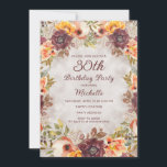 Burgundy Rust Orange Blommigt Kvinnor i 30års föde Inbjudningar<br><div class="desc">Elegantens burgundöld rost,  orange och blommigt av kräm-färgad och medföljande inbjudan till 30års födelsedag-parti för kvinnor. Utforma dina inbjudningar för vilken ålder som helst.</div>