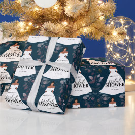 Burgundy Rustic Flower Möhippa Blue Navy Presentpapper