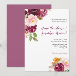 Burgundy Saffron Gult Mauve Rustic Bröllop | Inbjudningar