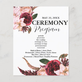 Burgundy Sangria Bröllop Ceremony-program