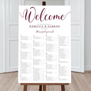 Burgundy-sätesschemat Alfabetisk Bord plan Poster