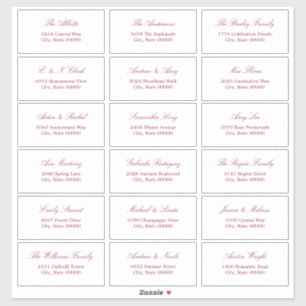 Burgundy Script 18 Guest-Adressetiketter Klistermärken