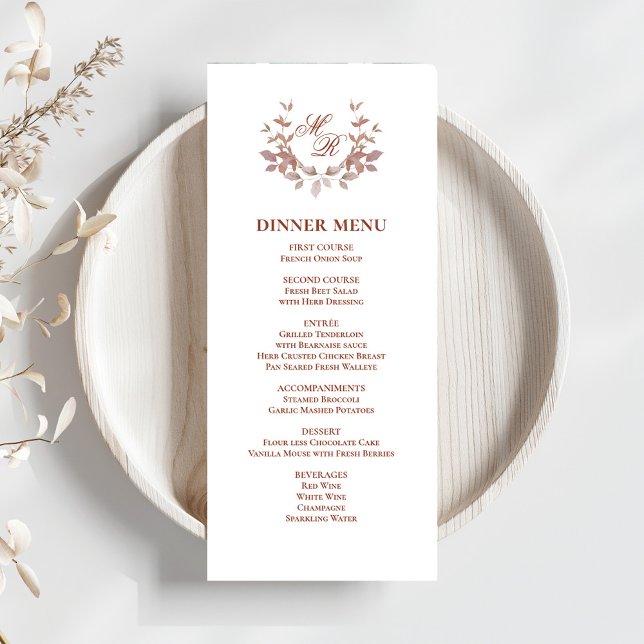 Burgundy Script Classic Bröllop, innermeny Meny (Wedding burgundy motif menu card template. )