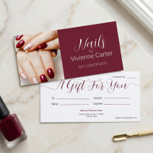 Burgundy Script Foto Nagelsalong Presentkort