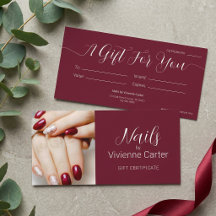 Burgundy Script Foto Nagelsalong Presentkort