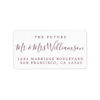 Burgundy Script Future Mr. Returadress