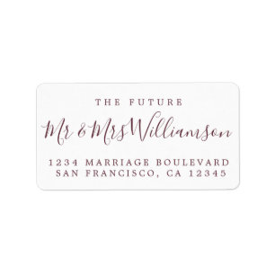 Burgundy Script Future Mr. Returadress Adressetikett