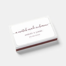 Burgundy Script Match Made in Heaven Bröllop