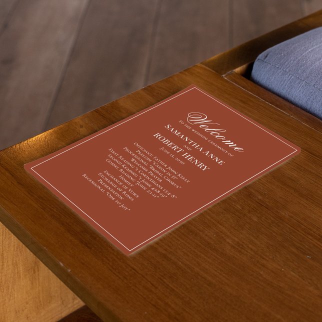 Burgundy Script Personligt bröllp-program (Burgundy wedding ceremony program)