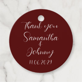 Burgundy Script Simple Elegant Classic Wedding Gåvor Etiketter