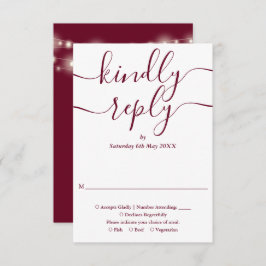 Burgundy Script String Ljus Bröllop OSA Kort