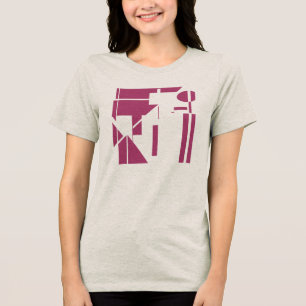 Burgundy Shapes Geometric Abstrakt Art MCM-utseend T Shirt