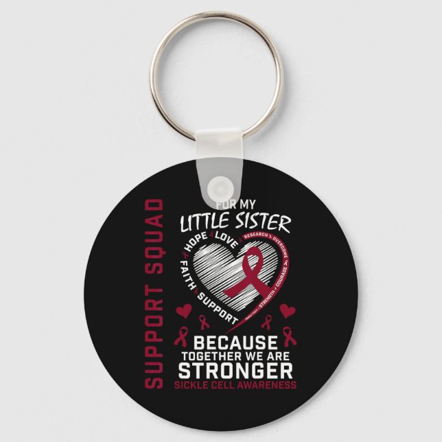 Burgundy Sickle Cell Awareness Items Little Sister Nyckelring (Framsida)