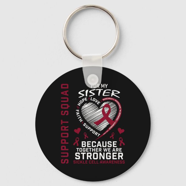 Burgundy Sickle Cell Awareness Items Syster Suppor Nyckelring (Framsida)