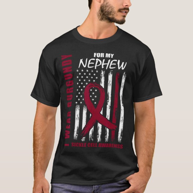 Burgundy Sickle Cell Awareness Shirt Nephew Americ T (Framsida)