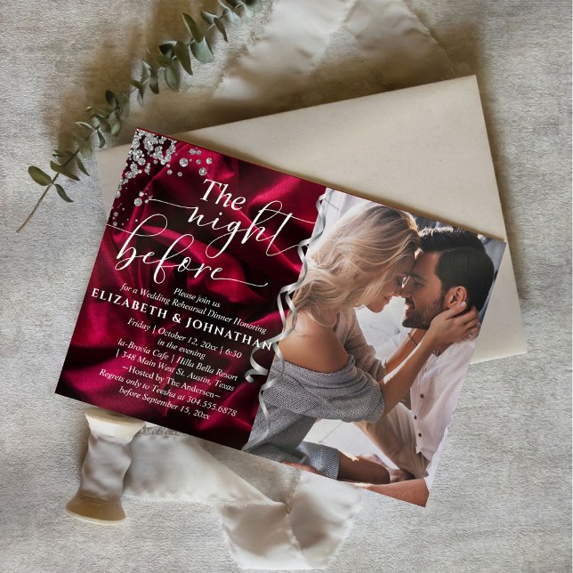 Burgundy Silke natten före middagen för förnyelsen Inbjudningar (Skapare uppladdad)