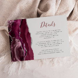 Burgundy Silver Agate Pale Gray Wedding Details Tilläggskort