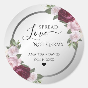 Burgundy  Silver Blommigt Spread Kärlek Runt Klistermärke