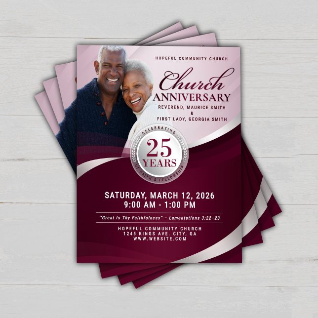 Burgundy & Silver Church Anniversary Flyer (Skapare uppladdad)