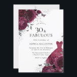 Burgundy & Silver Dress Blommigt Ro 30års födelsed Inbjudningar<br><div class="desc">Burgundy & Silver Dress Blommigt Ro 30års födelsedag Party 30 & Fabulous bjudation More elegant blommigt design in our store! Se matchande samling i vår butik</div>